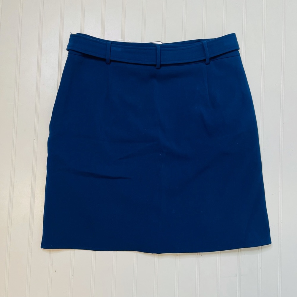 Karl Lagerfeld Navy Ruffle Belted Skirt - Picture 5 of 6